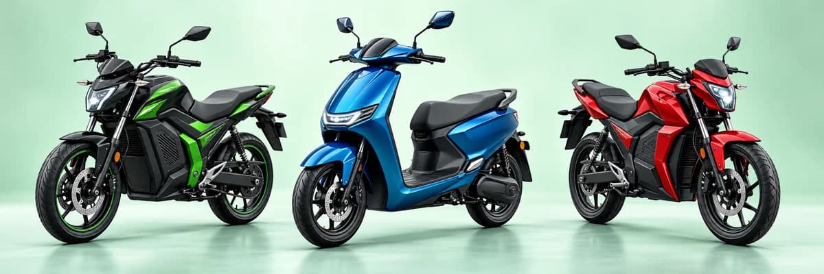 Illustrative electric bike and scooter showroom mockups